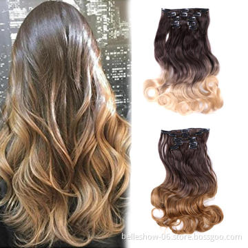 Hot sell Hot sale cheap 6pc Clip-On Hair Extension wholesale factory price synthetic hair curly Clip-On Hair Extension